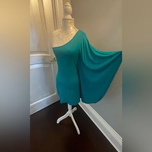 Express turquoise XS blue one-shoulder pullover dress